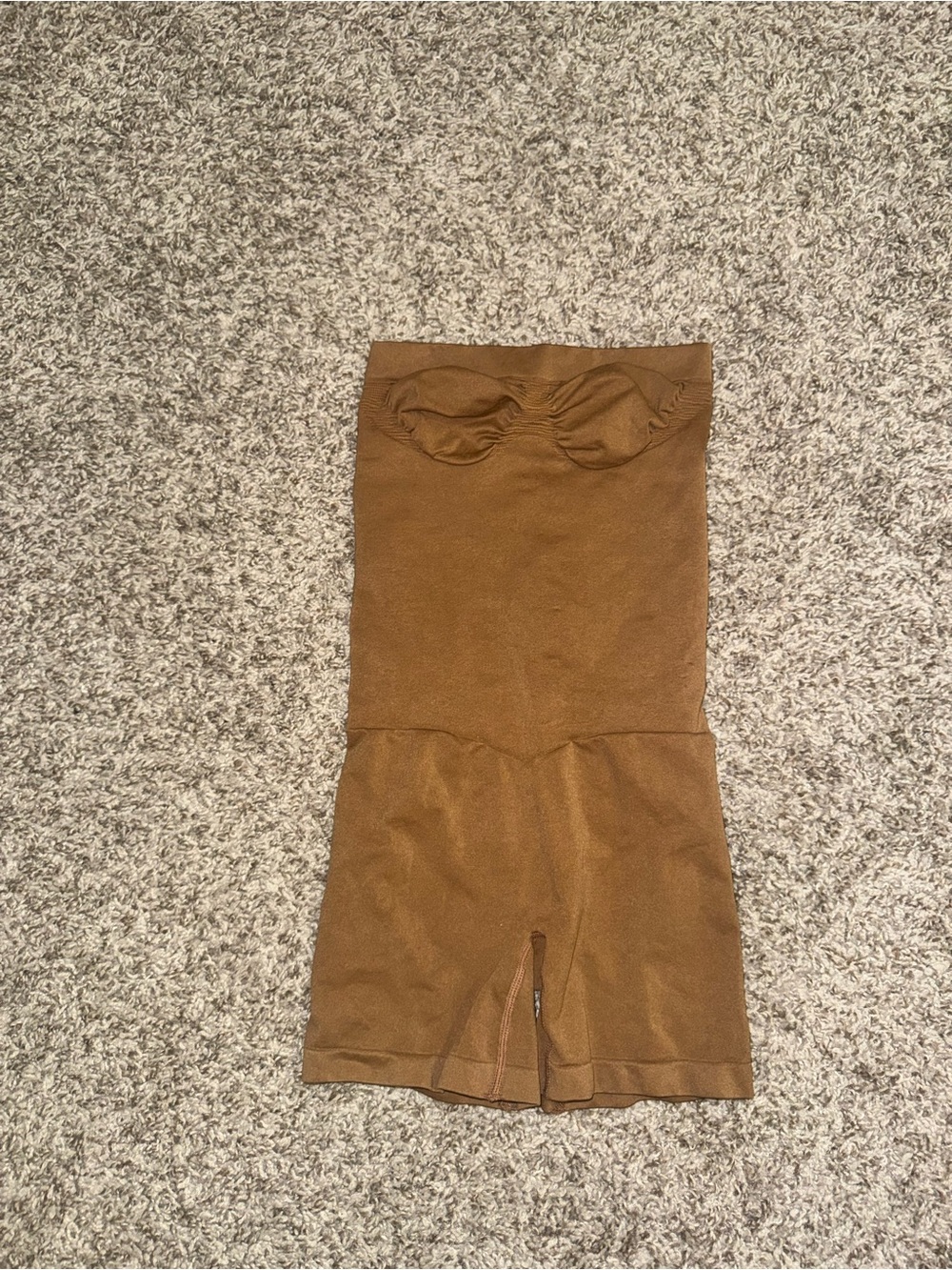 Brown Strapless Seamless Shapewear Bodysuit Shorts